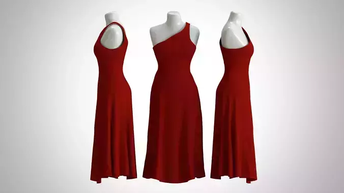 Woman Dress 2 Red Rose Fabric