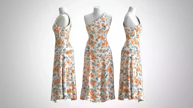 Woman Dress 2 Watercolor Flower Fabric