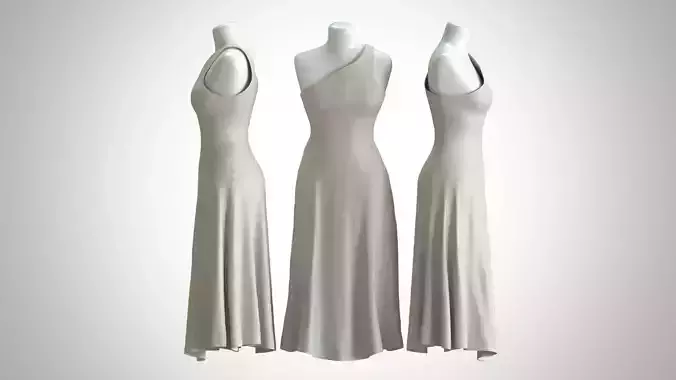 Woman Dress 2 White Rattan Fabric