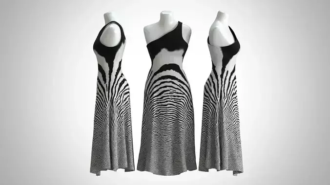 Woman Dress 2 White Zebra