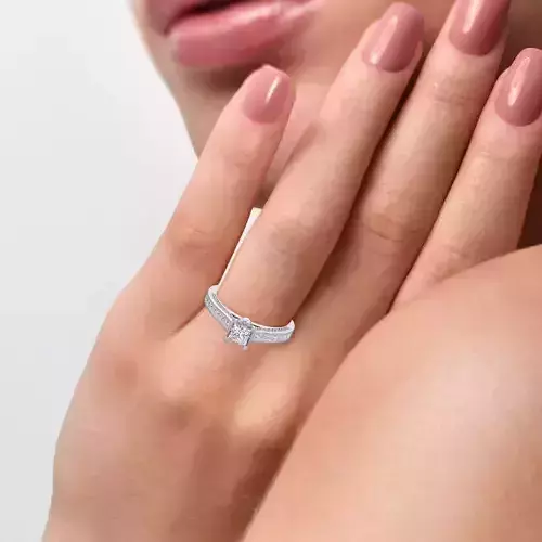 solitaire engagement ring  princess cut