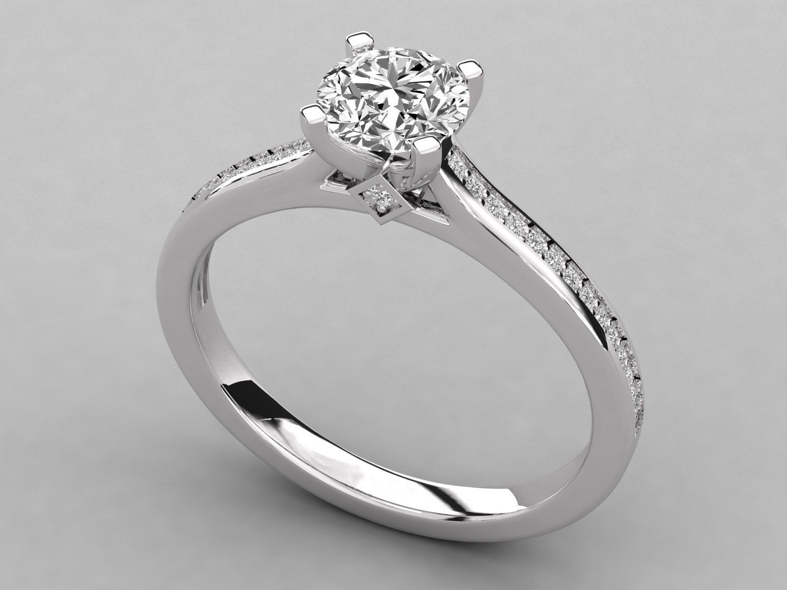 solitaire engagement ring  3D print model_4
