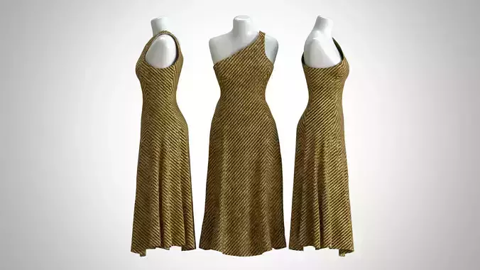 Woman Dress 2 Yellow Denim