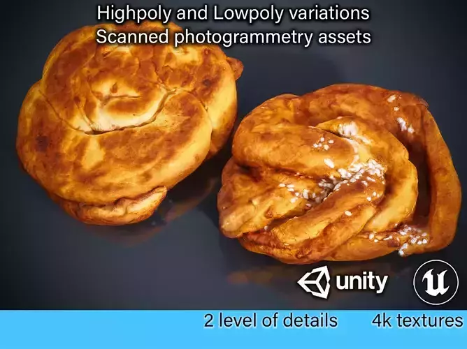 Pretzel - Pretzel pastry - highpoly and lowpoly