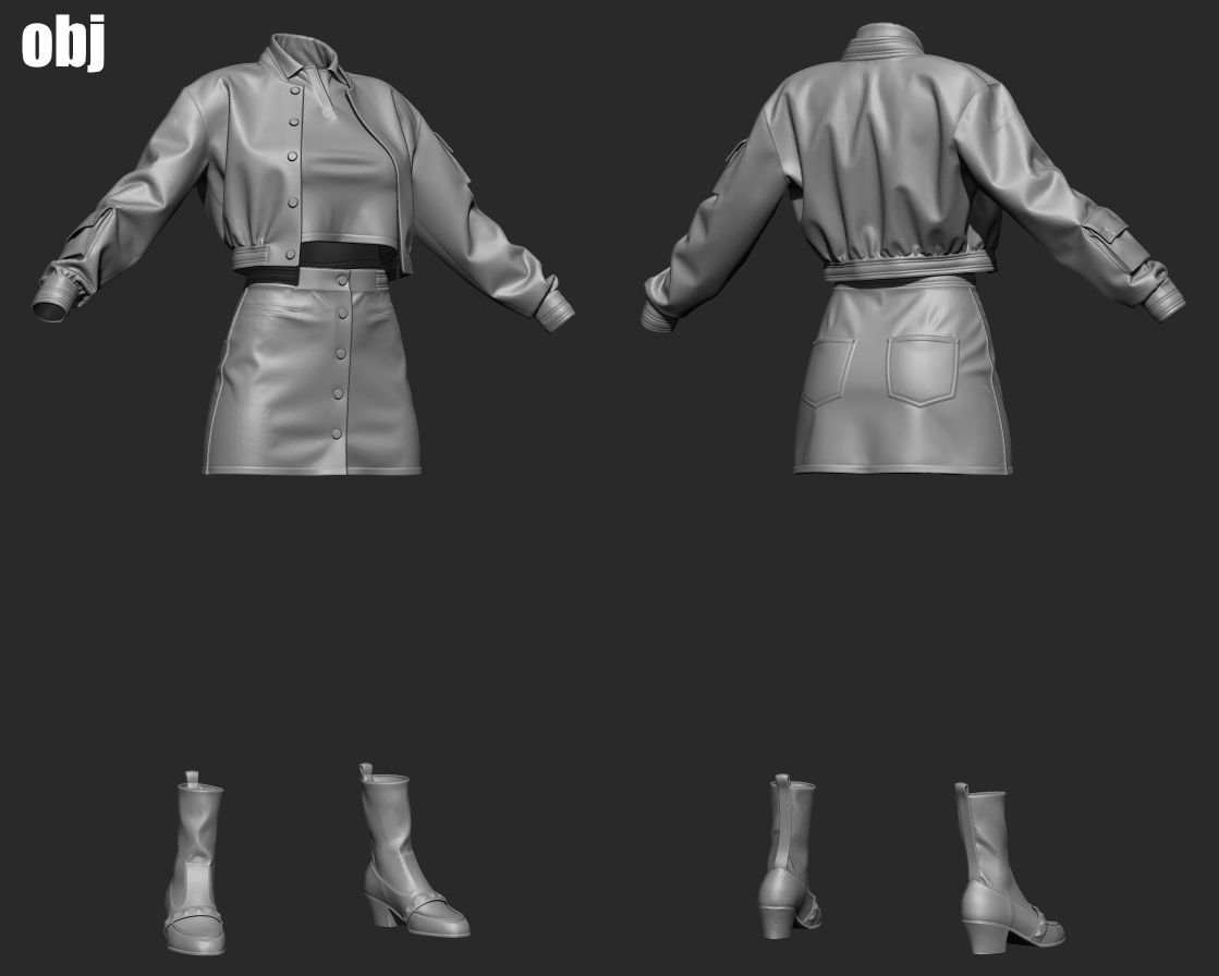 School uniform 5 - Marvelous Designer project and OBJ 3D model_3