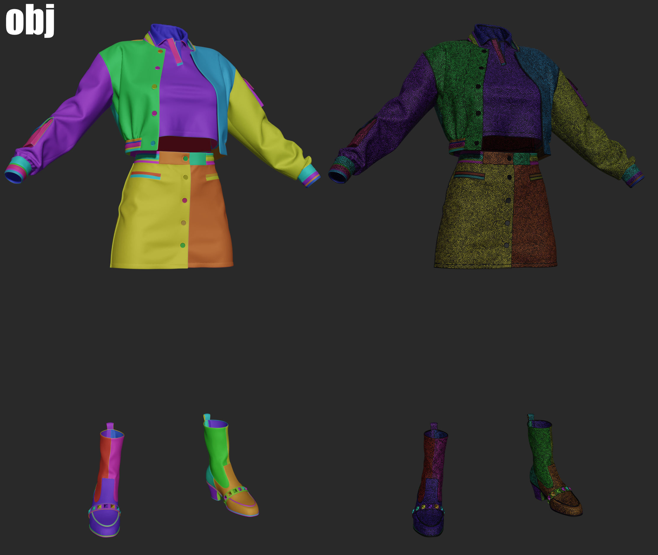 School uniform 5 - Marvelous Designer project and OBJ 3D model_4