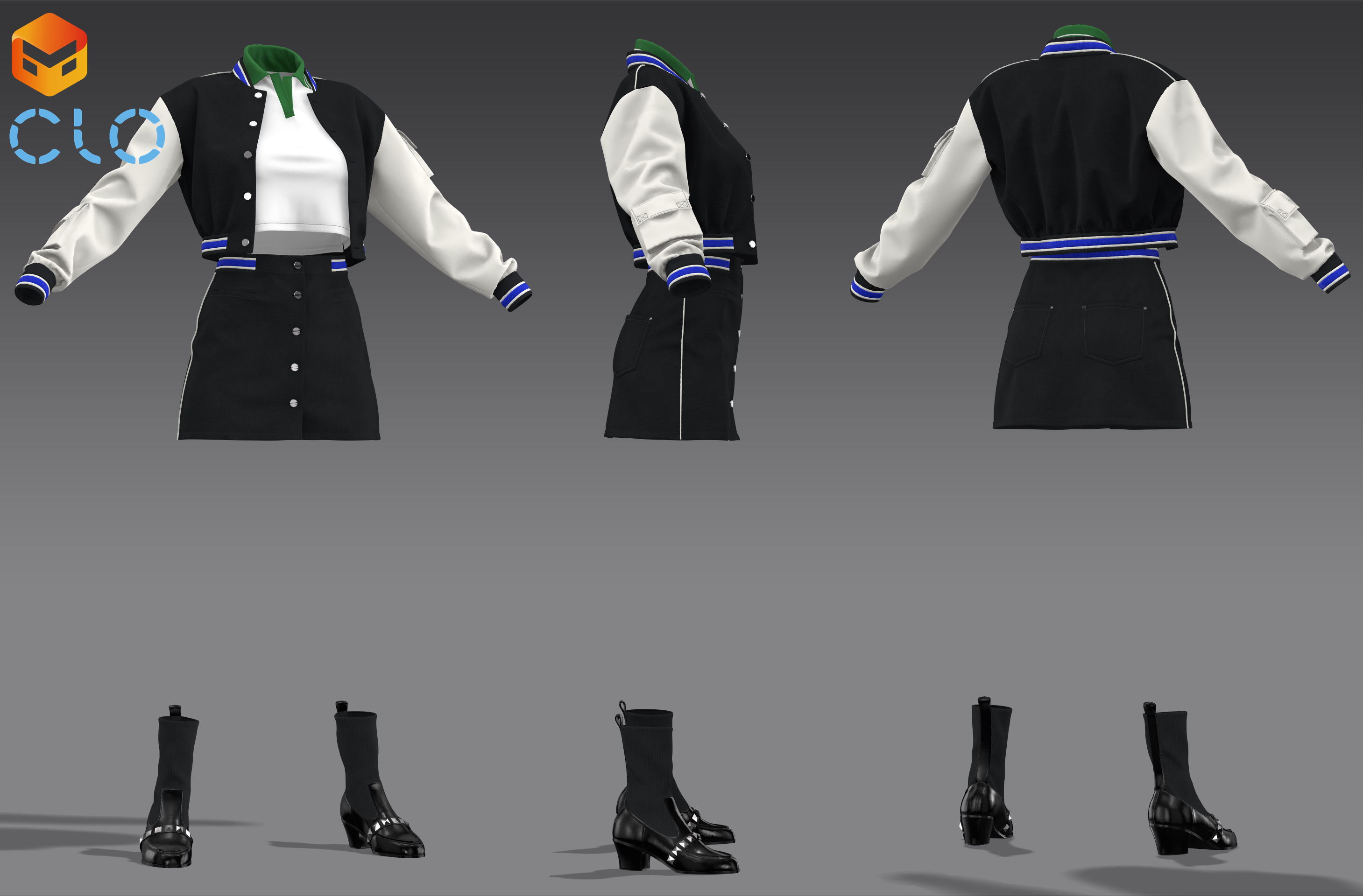 School uniform 5 - Marvelous Designer project and OBJ 3D model_2