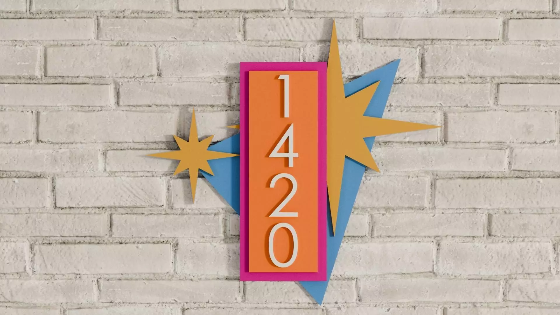 Mid-Century Address Plaque Sign Low-poly 3D model