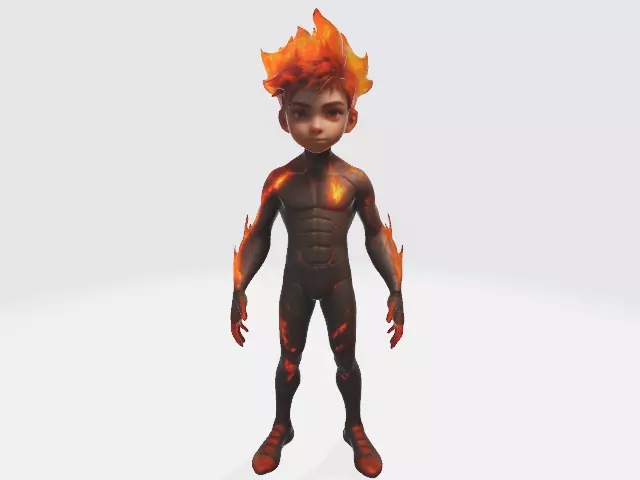 Fire boy in super suit 3D model