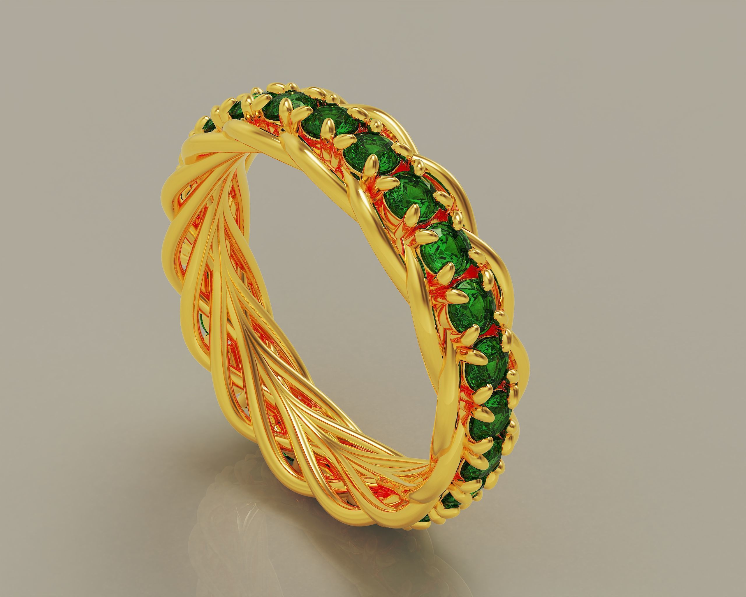 Prong set diamond intertwined eternity ring Free 3D print model_1