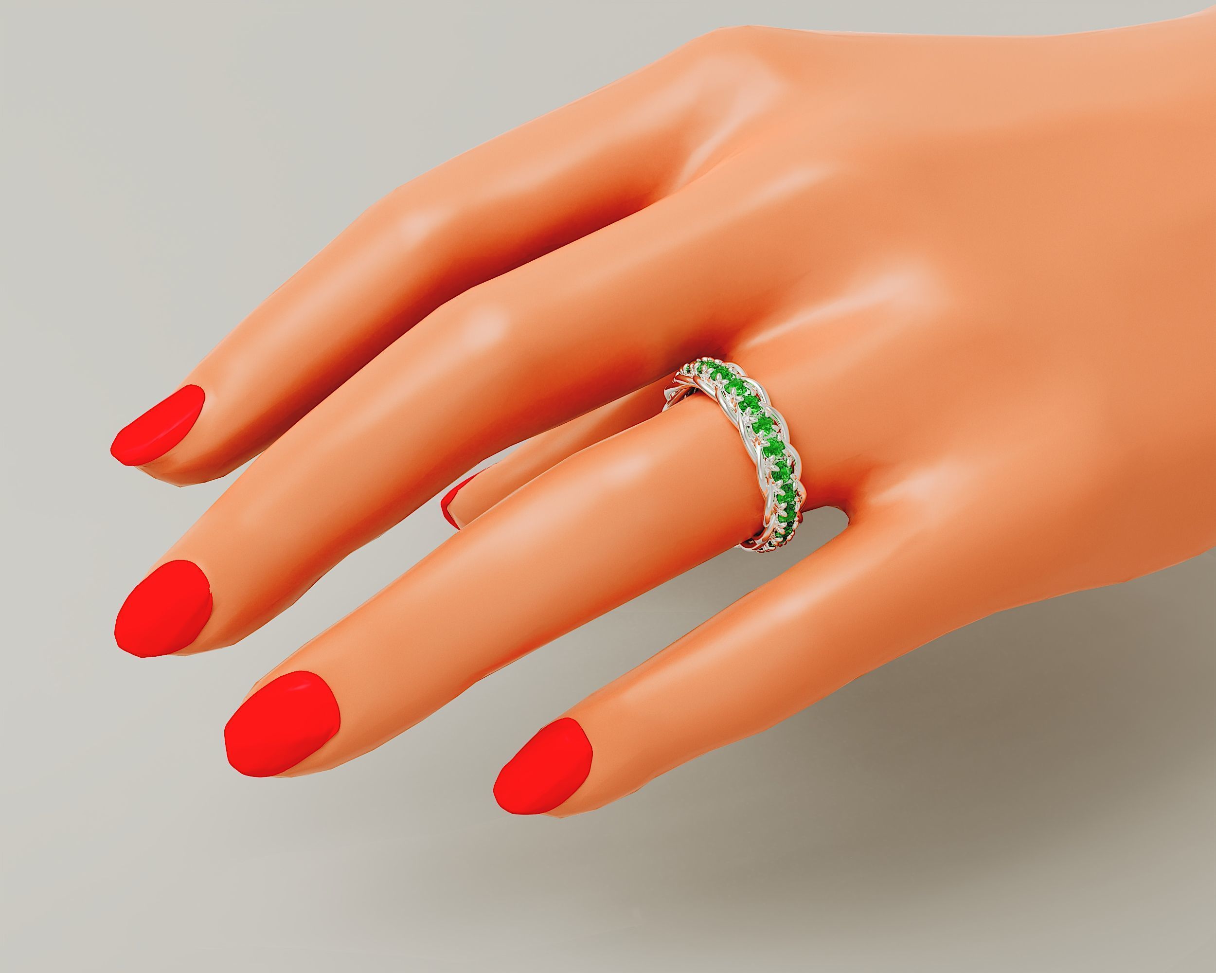 Prong set diamond intertwined eternity ring Free 3D print model_8