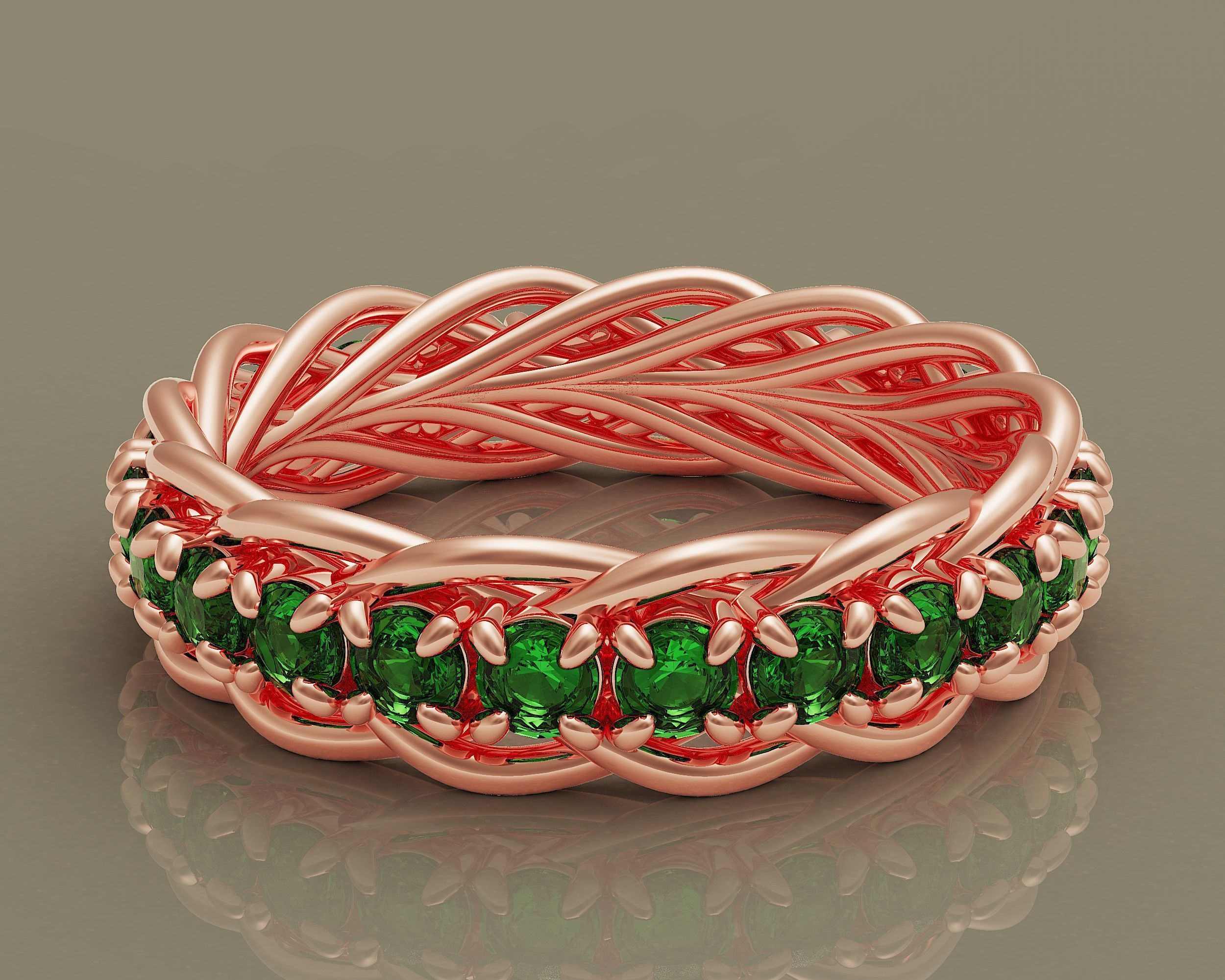 Prong set diamond intertwined eternity ring Free 3D print model_3