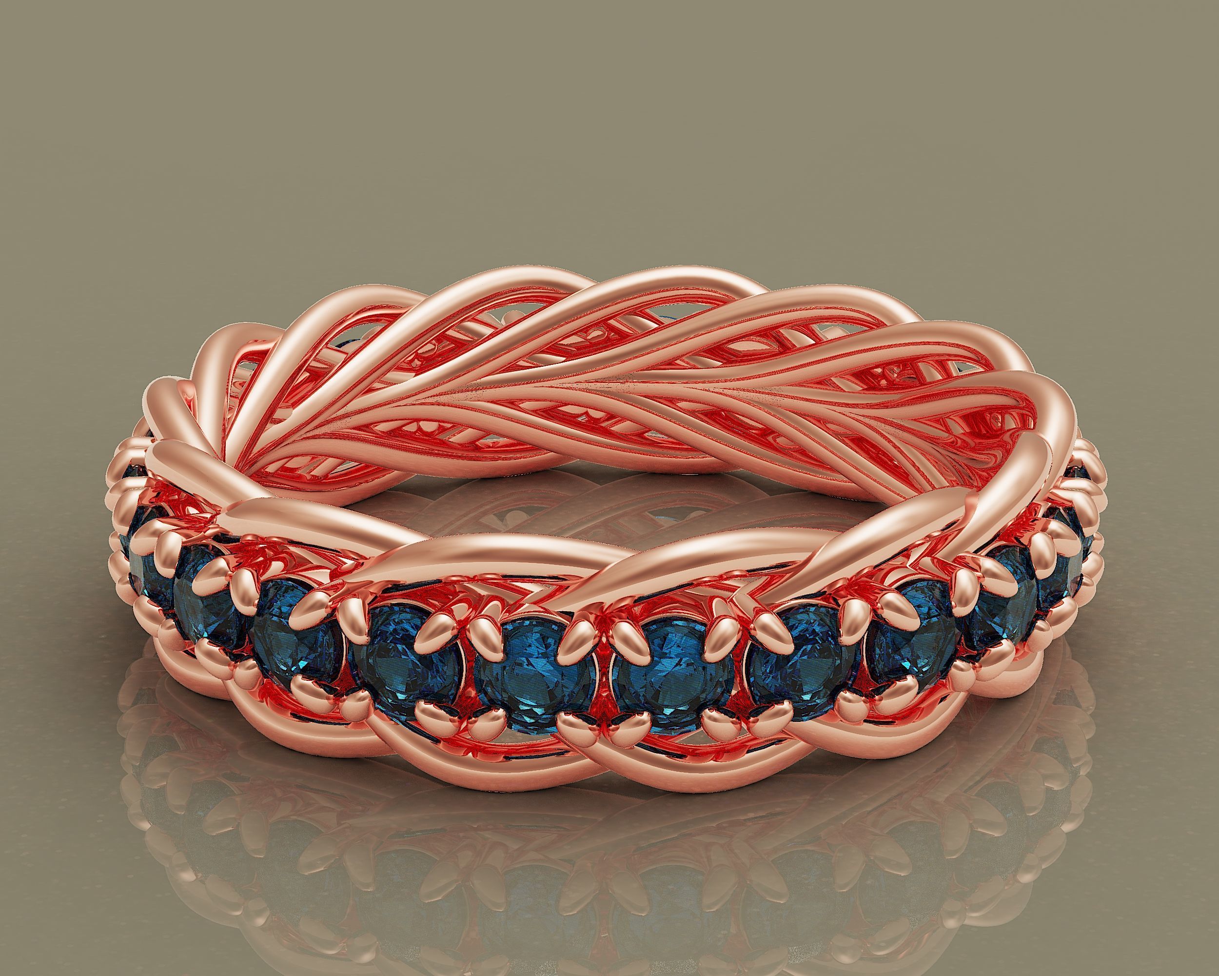 Prong set diamond intertwined eternity ring Free 3D print model_4