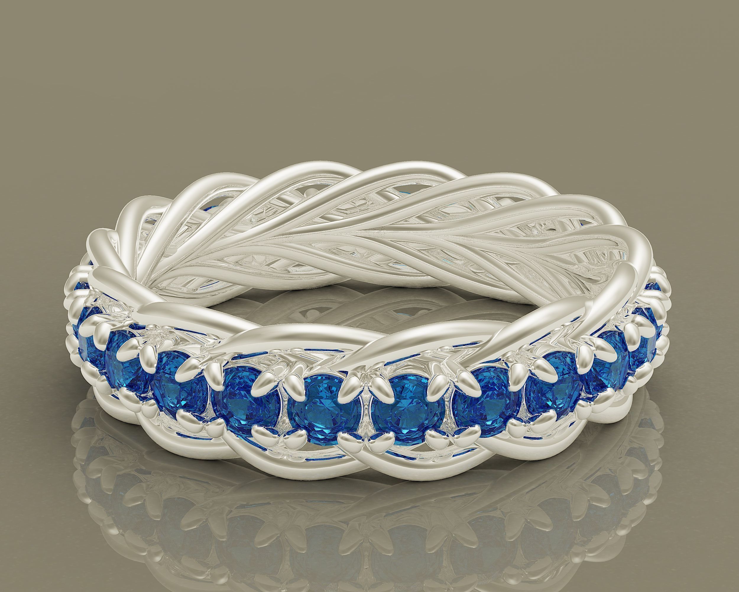 Prong set diamond intertwined eternity ring Free 3D print model_5