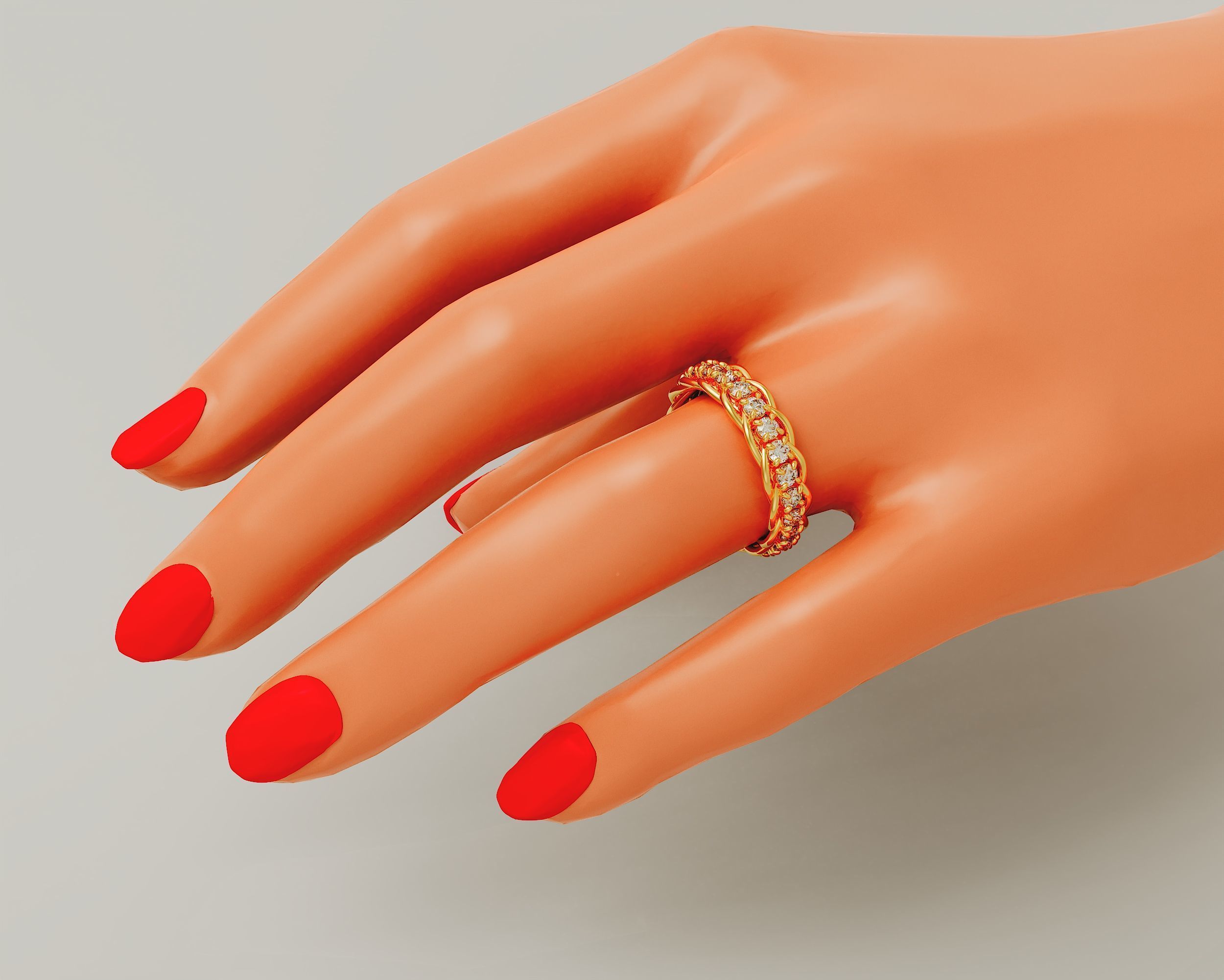 Prong set diamond intertwined eternity ring Free 3D print model_15