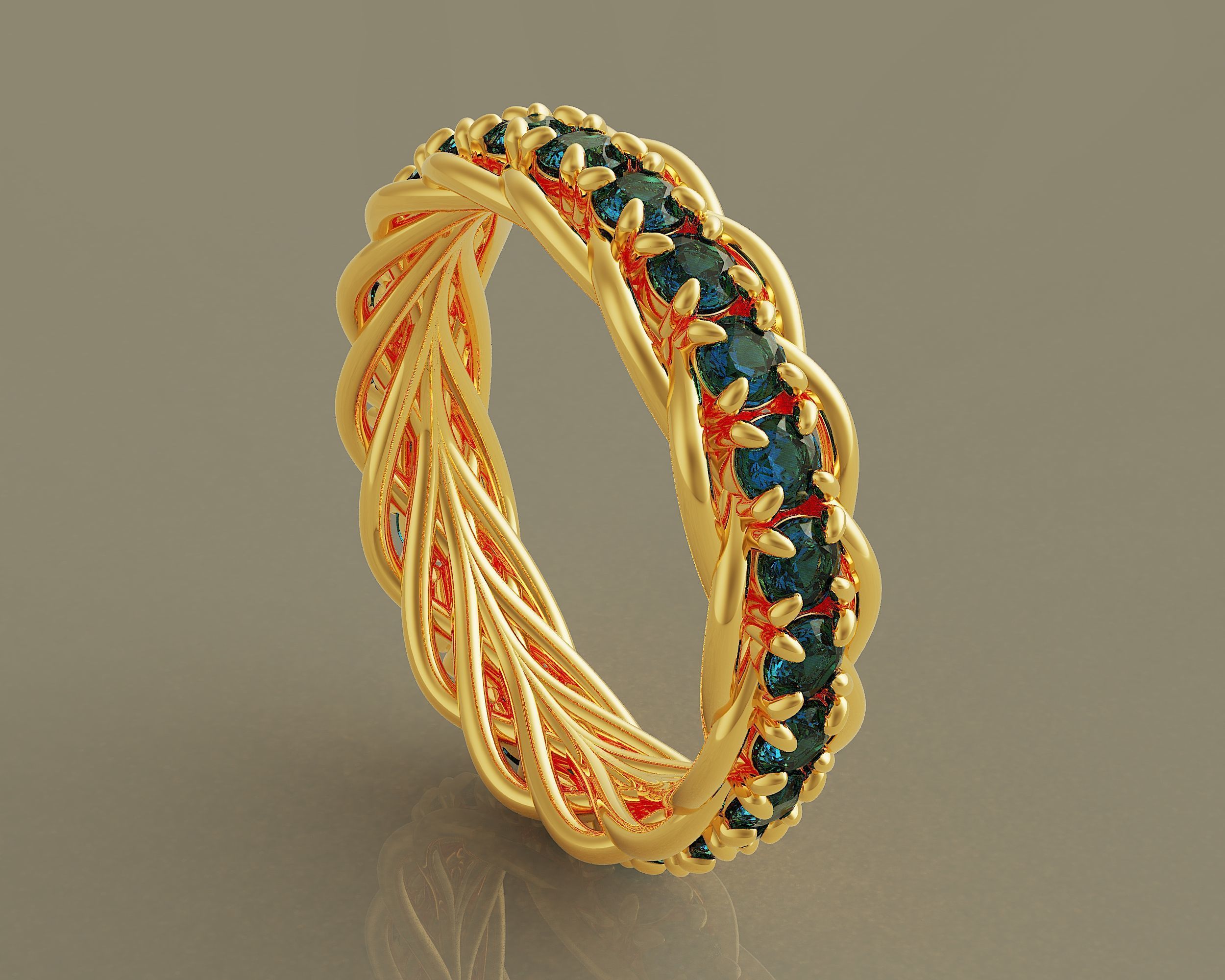 Prong set diamond intertwined eternity ring Free 3D print model_2