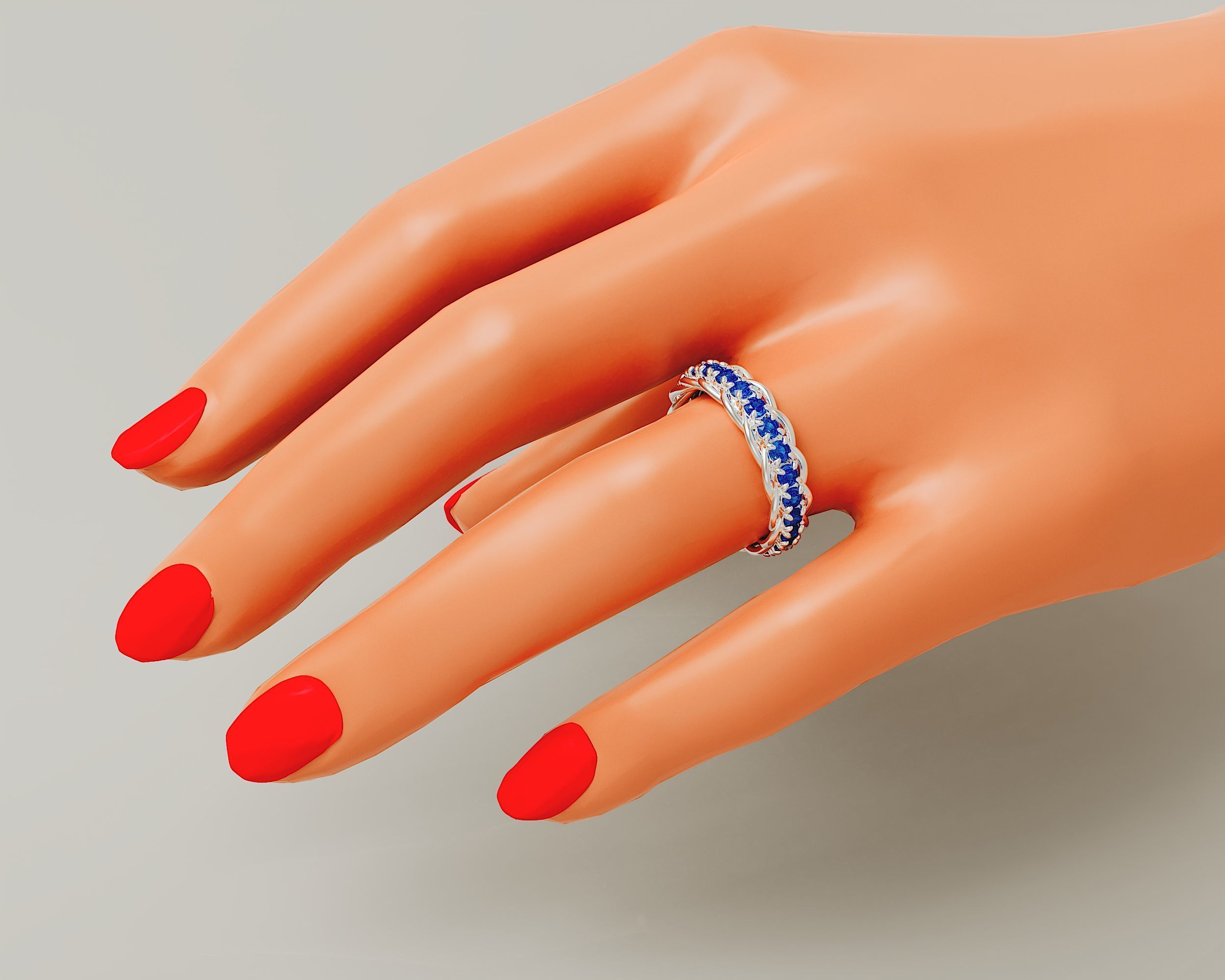 Prong set diamond intertwined eternity ring Free 3D print model_9