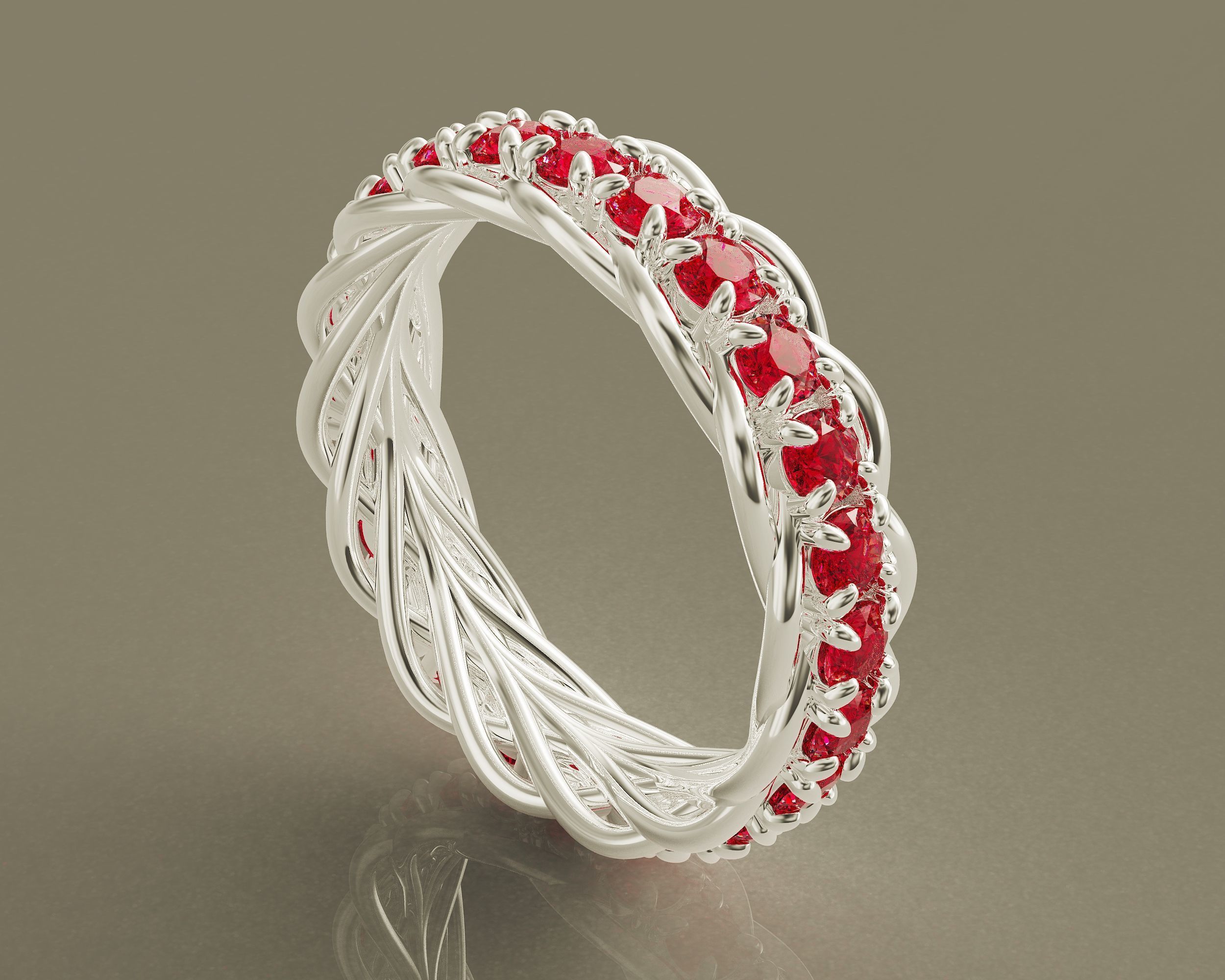 Prong set diamond intertwined eternity ring Free 3D print model_7