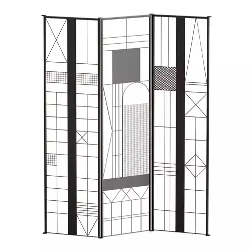 Metal screen with geometric pattern