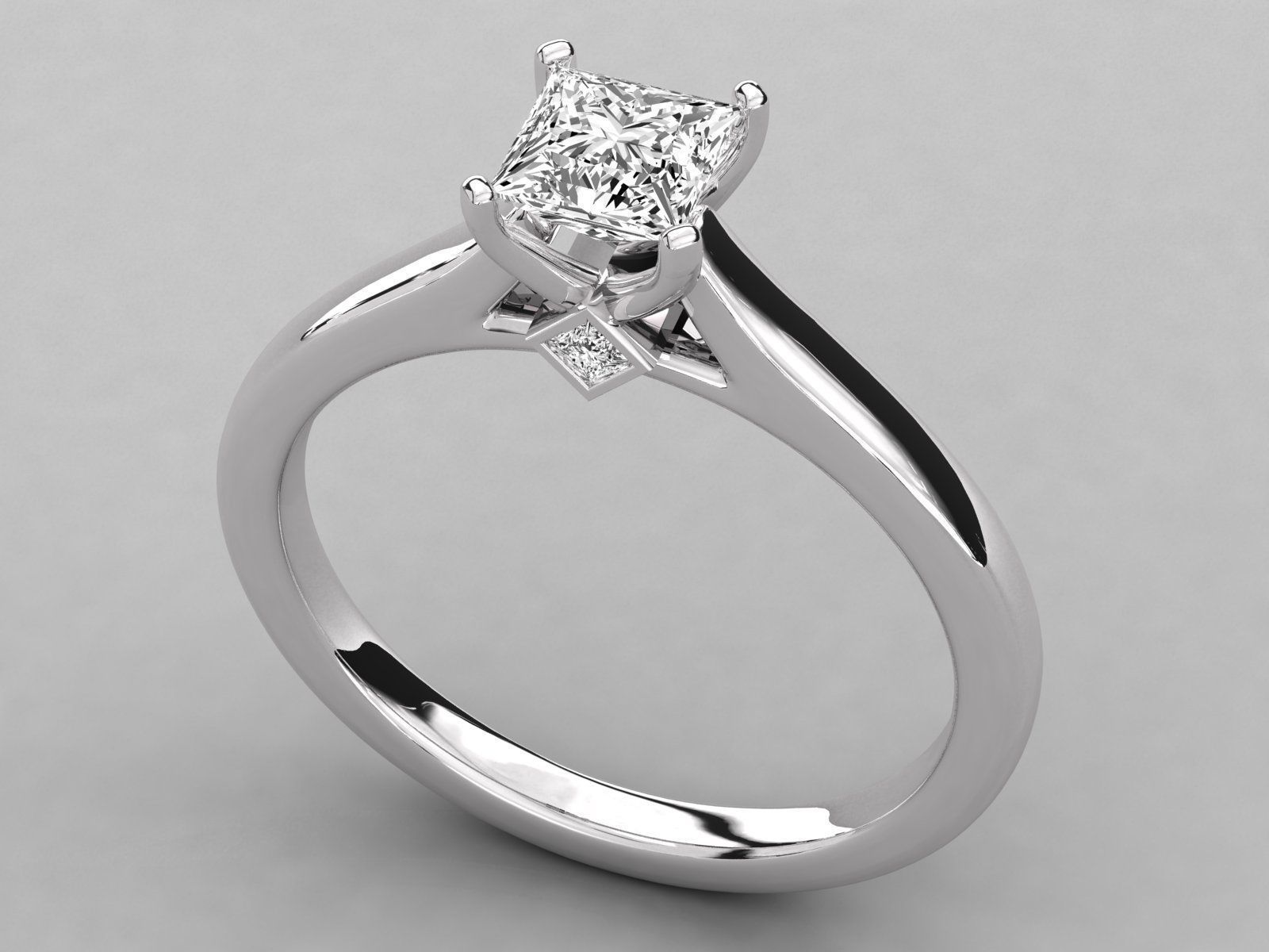 princess cut solitaire engagement ring 3D print model_4