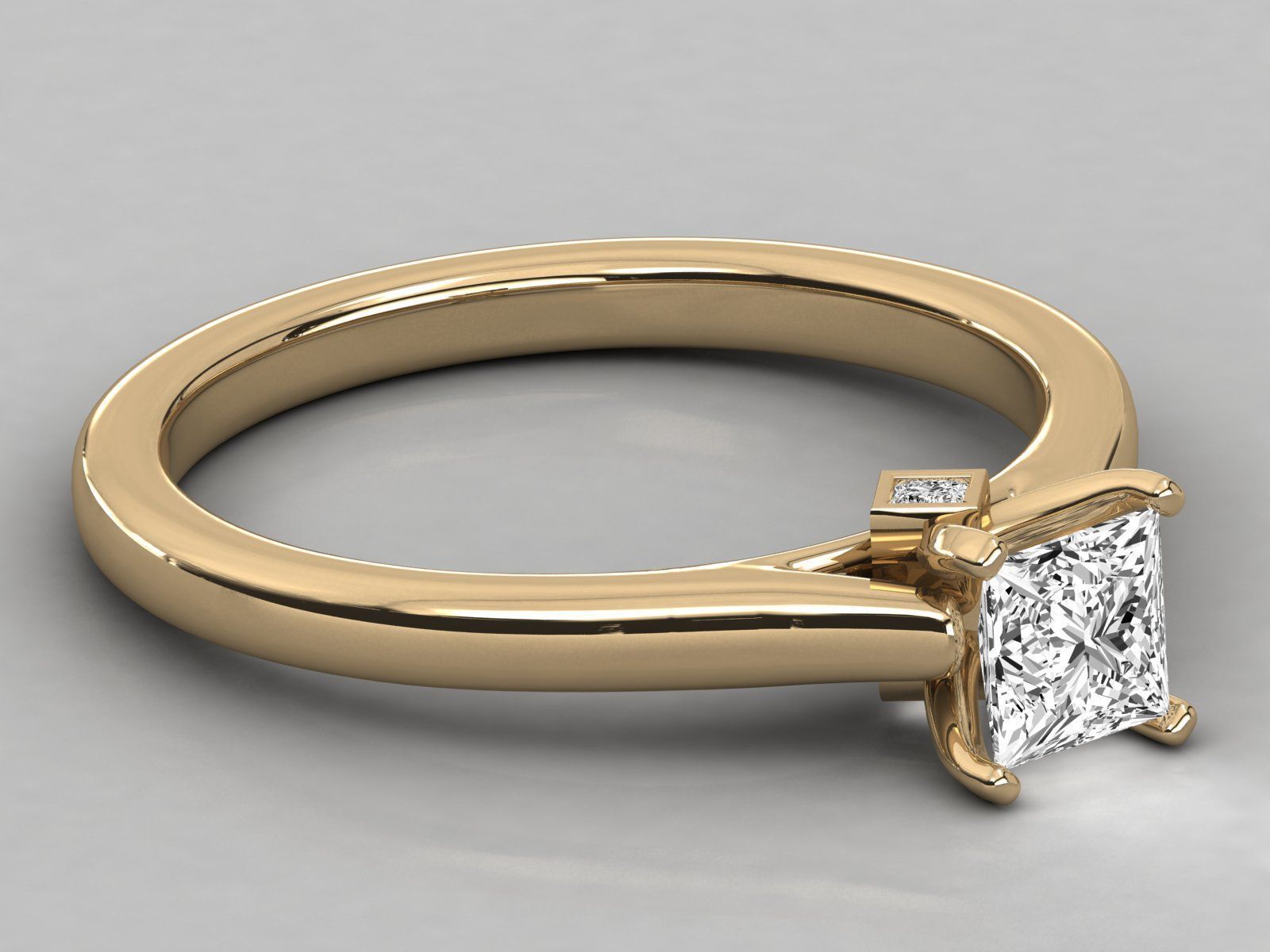 princess cut solitaire engagement ring 3D print model_8