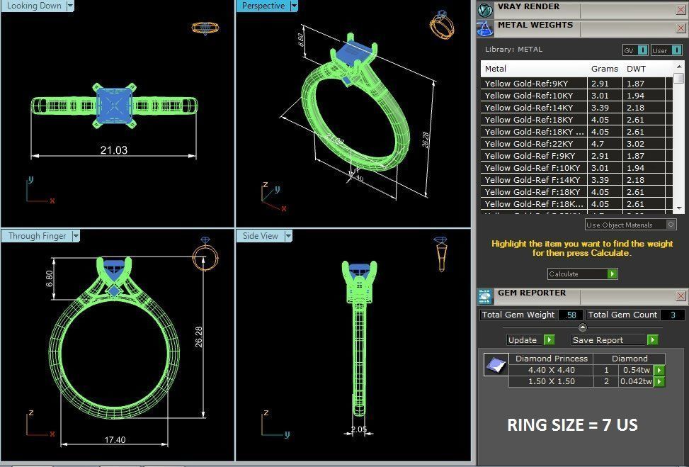 princess cut solitaire engagement ring 3D print model_1