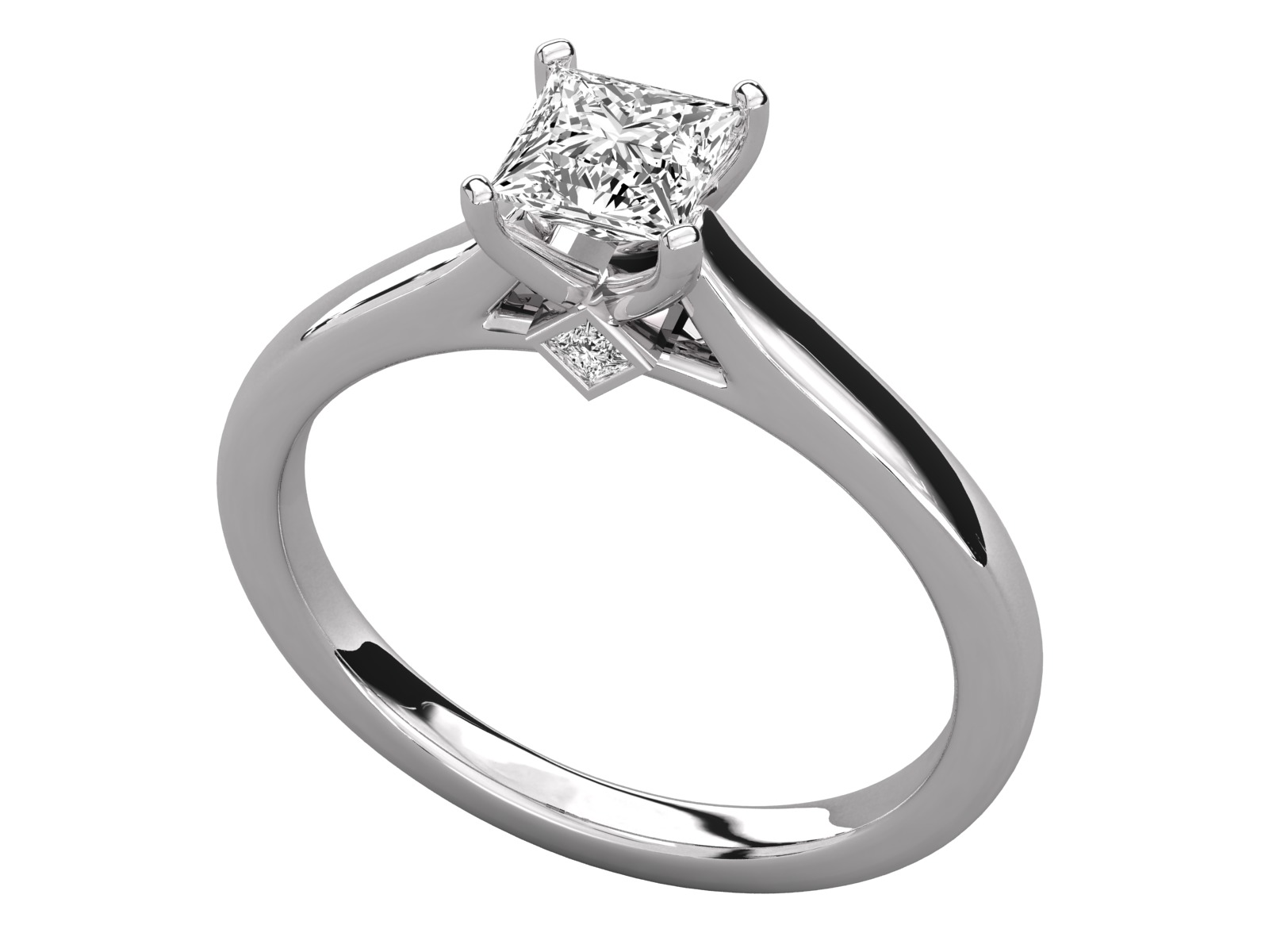 princess cut solitaire engagement ring 3D print model_2