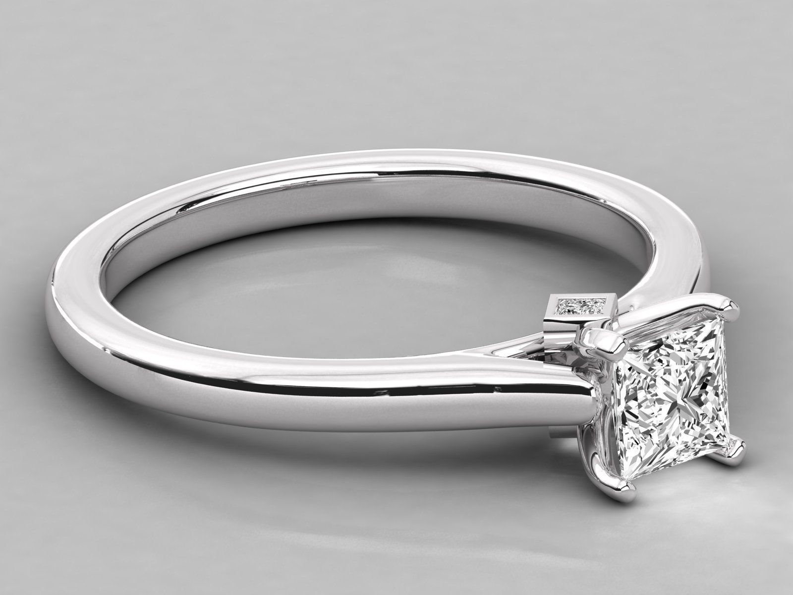 princess cut solitaire engagement ring 3D print model_3