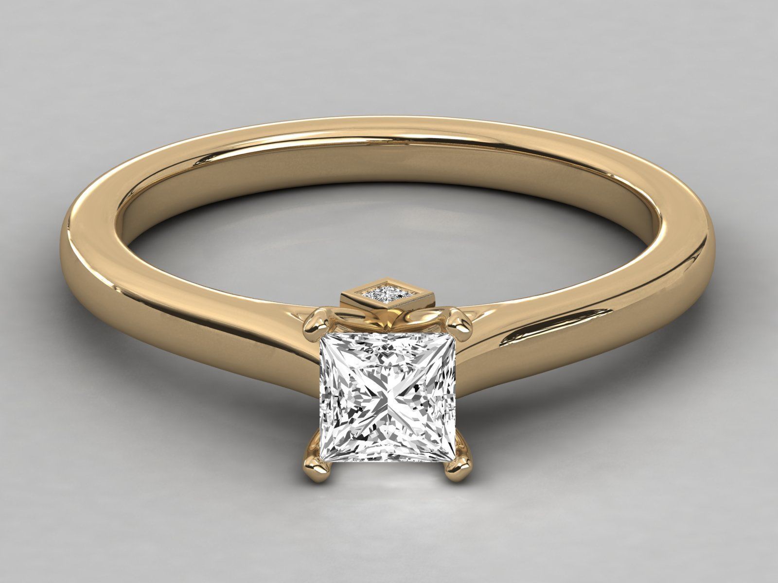princess cut solitaire engagement ring 3D print model_12