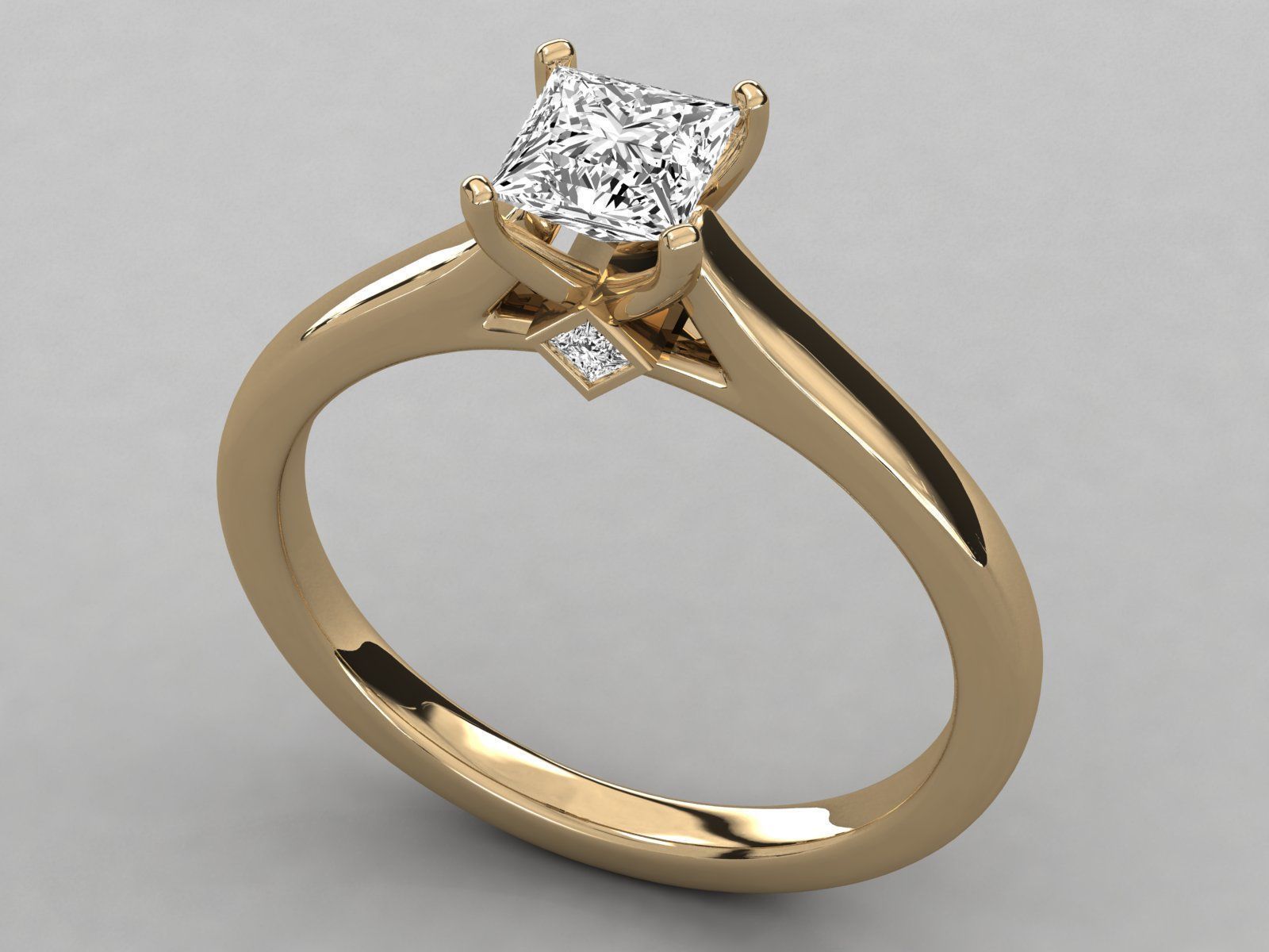 princess cut solitaire engagement ring 3D print model_10