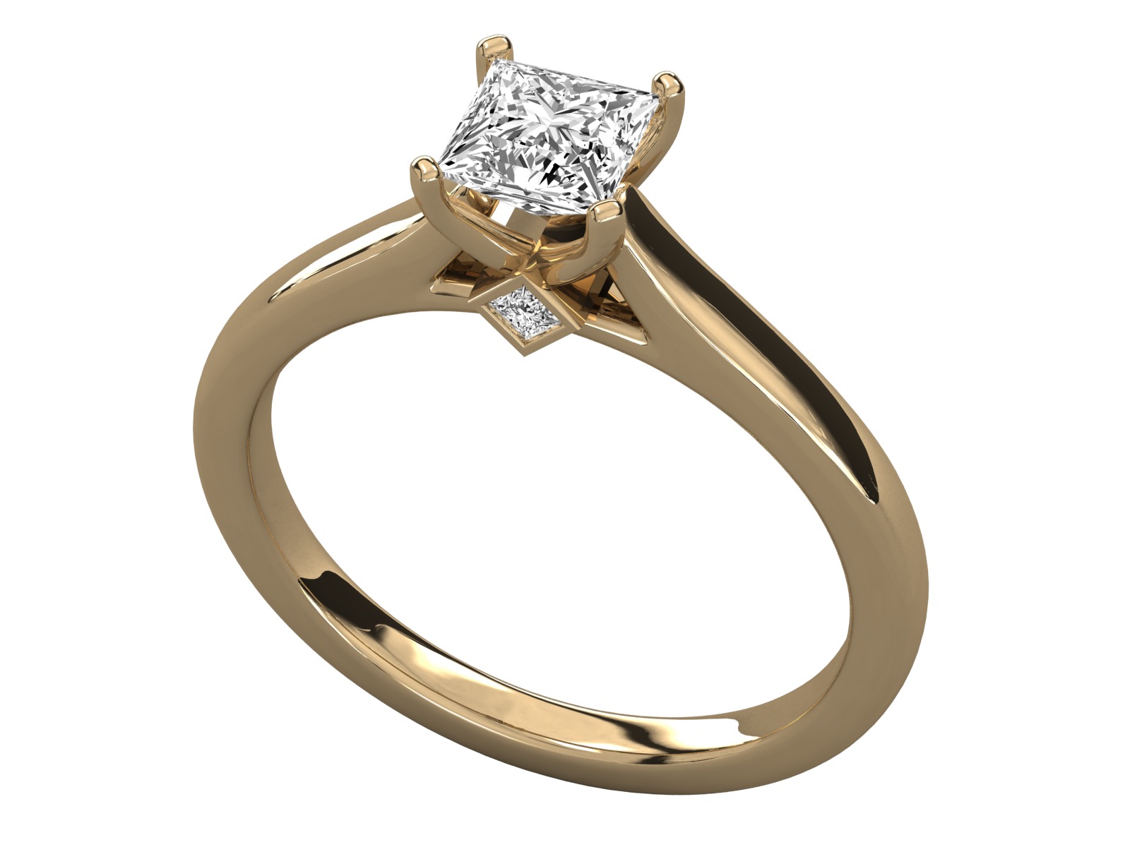 princess cut solitaire engagement ring 3D print model_9