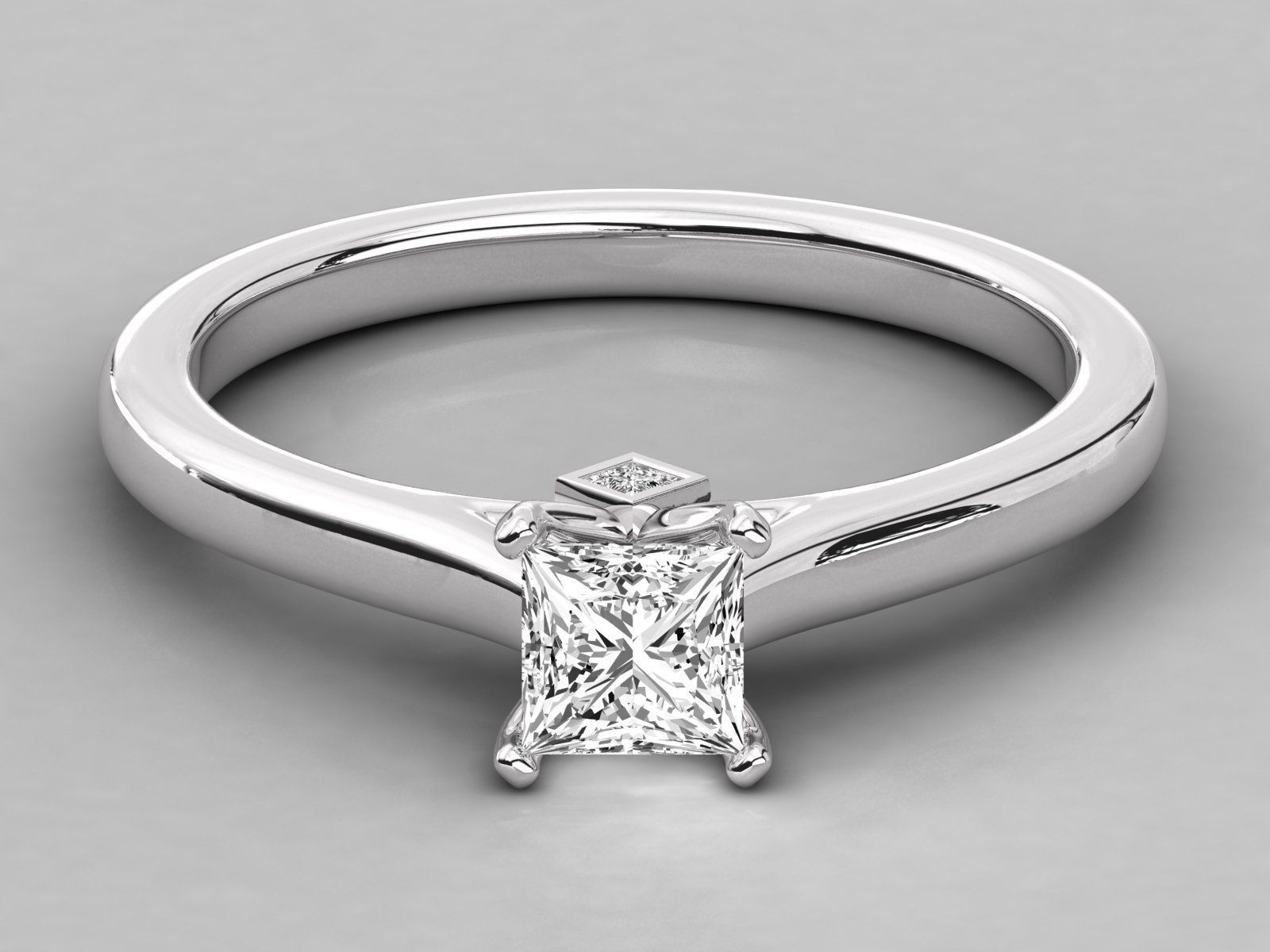 princess cut solitaire engagement ring 3D print model_6