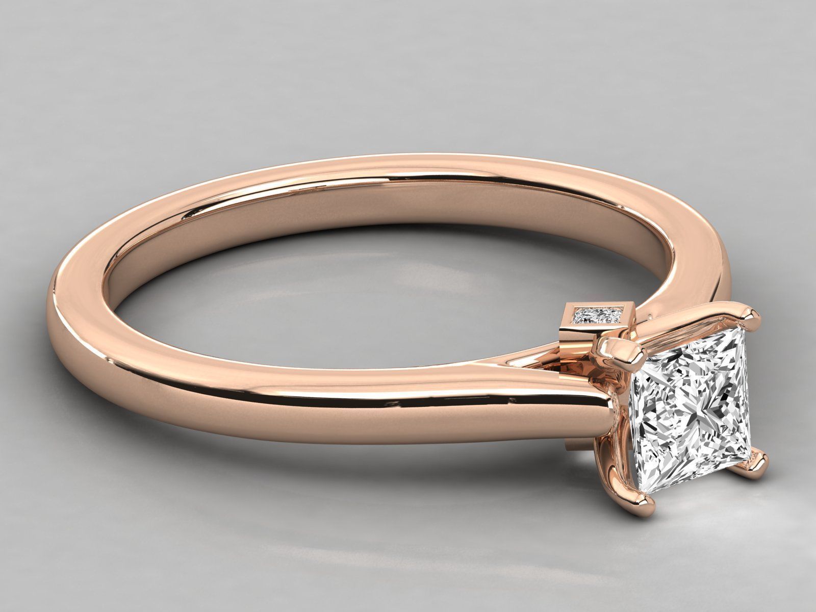 princess cut solitaire engagement ring 3D print model_14