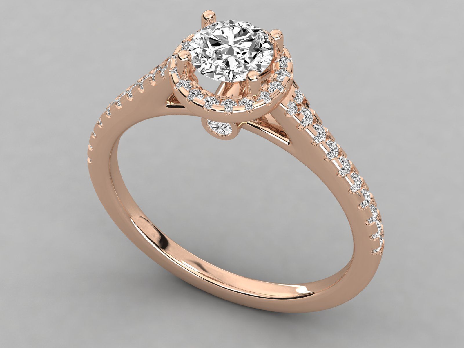 halo solitaire engagement ring 3D print model_16