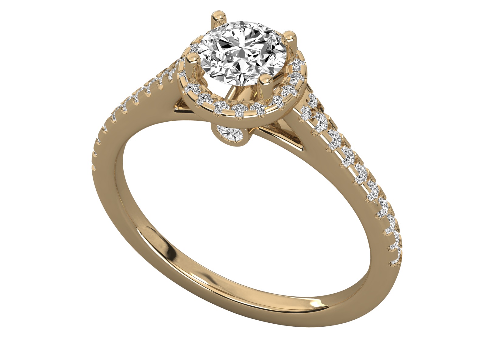halo solitaire engagement ring 3D print model_9