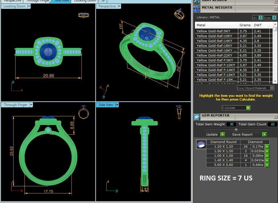 halo solitaire engagement ring  3D print model_1