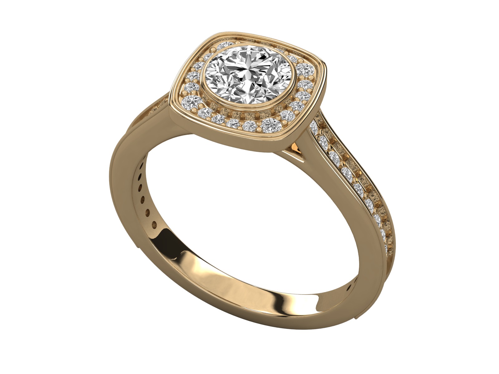 halo solitaire engagement ring  3D print model_9