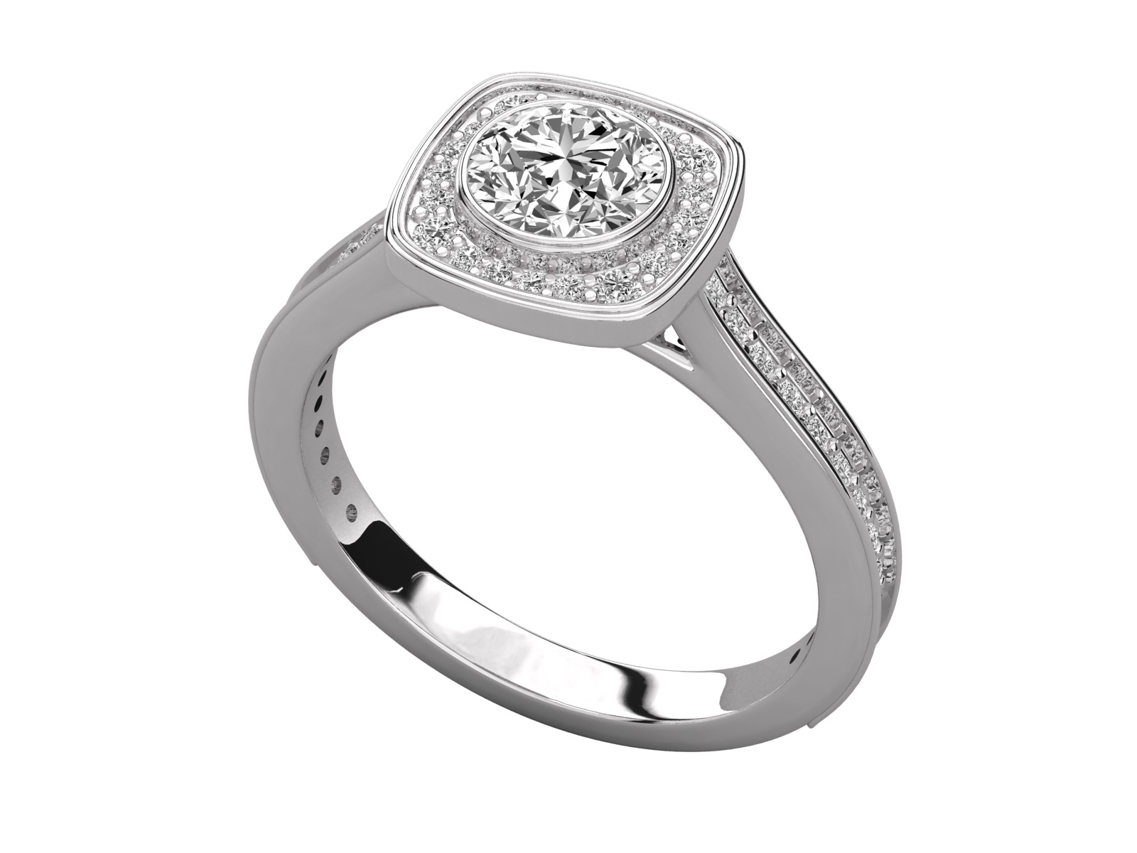 halo solitaire engagement ring  3D print model_2