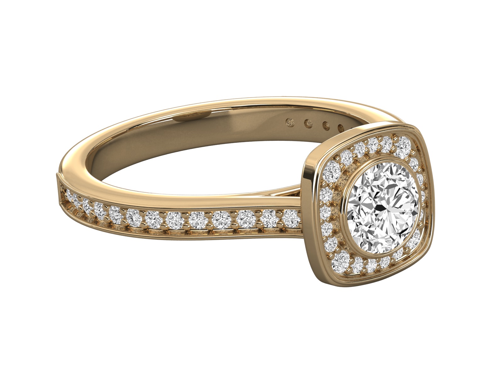 halo solitaire engagement ring  3D print model_7