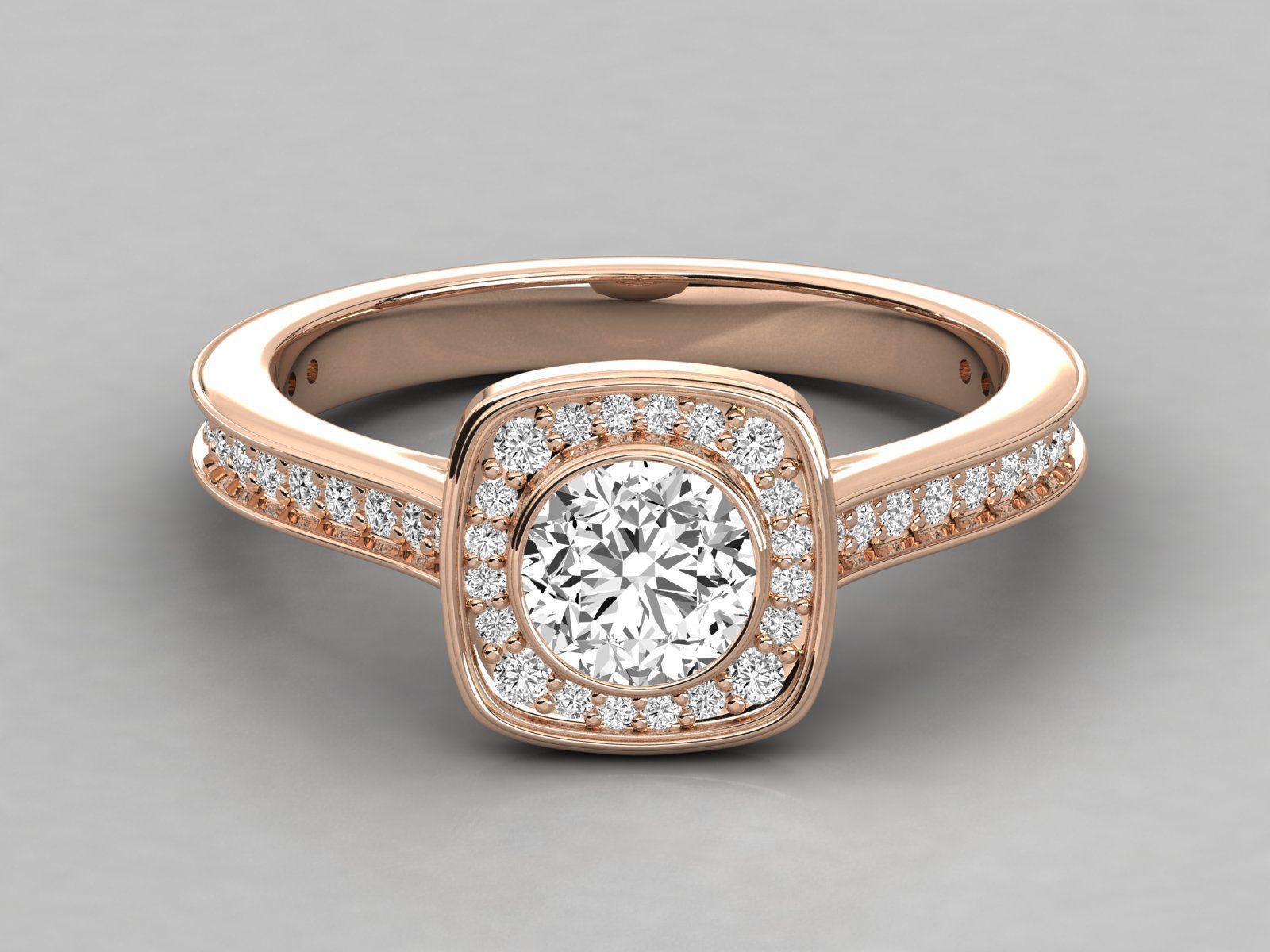 halo solitaire engagement ring  3D print model_18