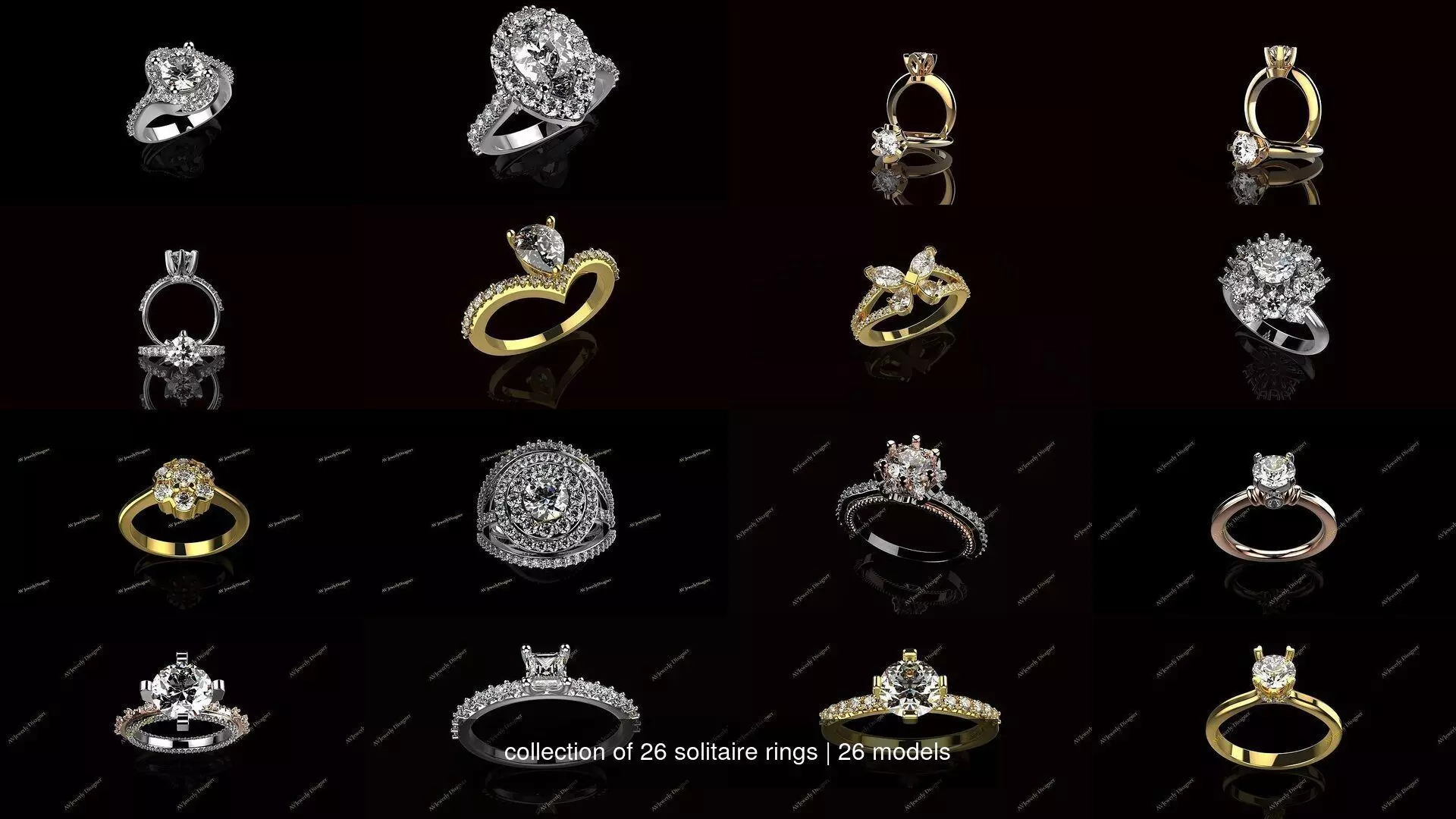 collection of 26 solitaire rings _1