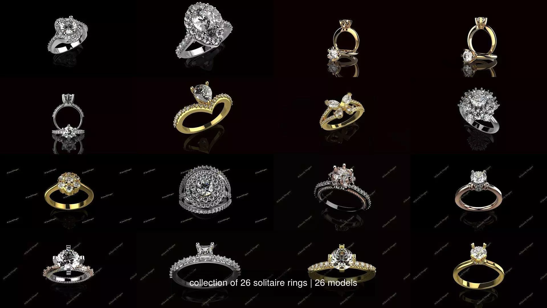 collection of 26 solitaire rings _0