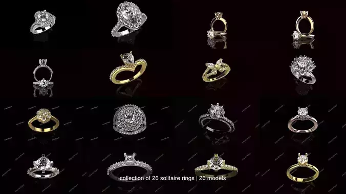 collection of 26 solitaire rings 