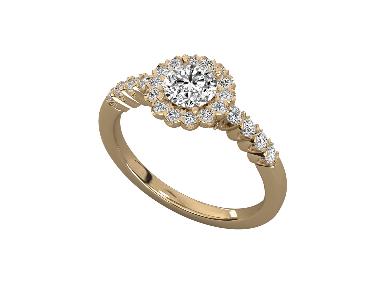 halo solitaire engagement ring  3D print model_9