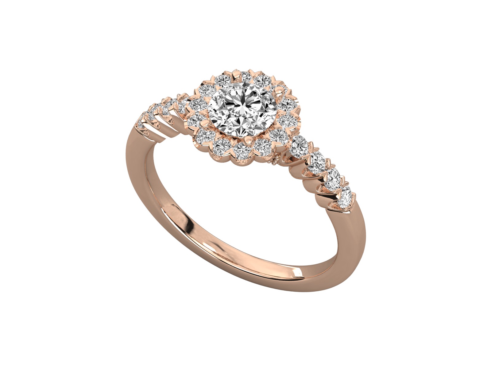 halo solitaire engagement ring  3D print model_15