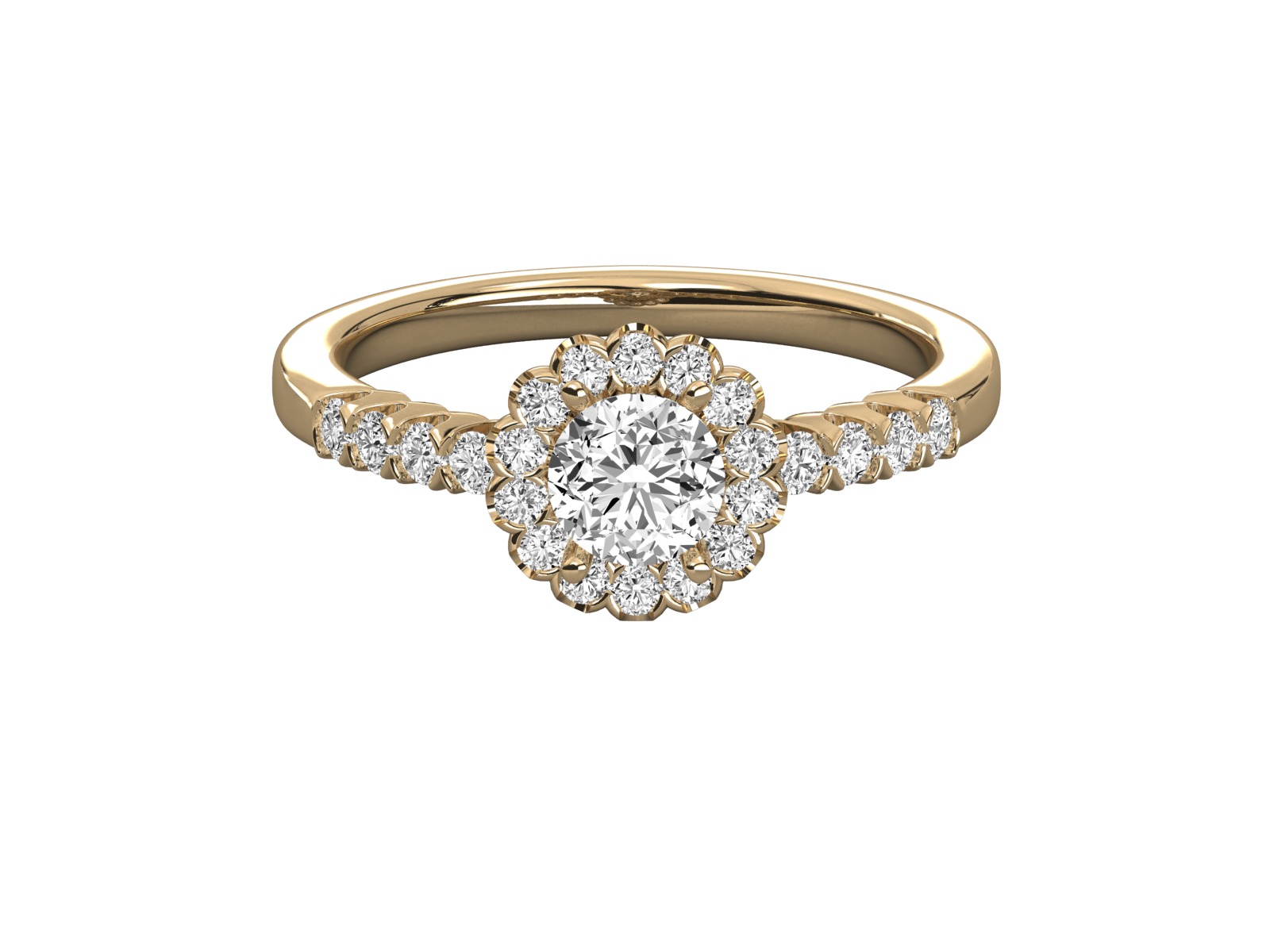 halo solitaire engagement ring  3D print model_11