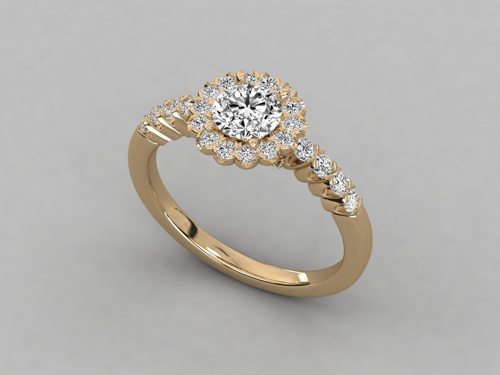 halo solitaire engagement ring  3D print model_10