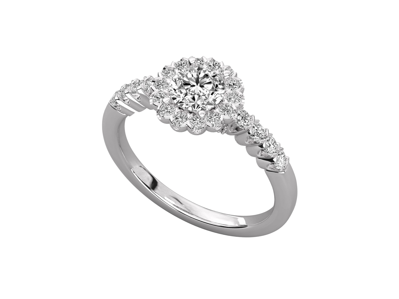 halo solitaire engagement ring  3D print model_2