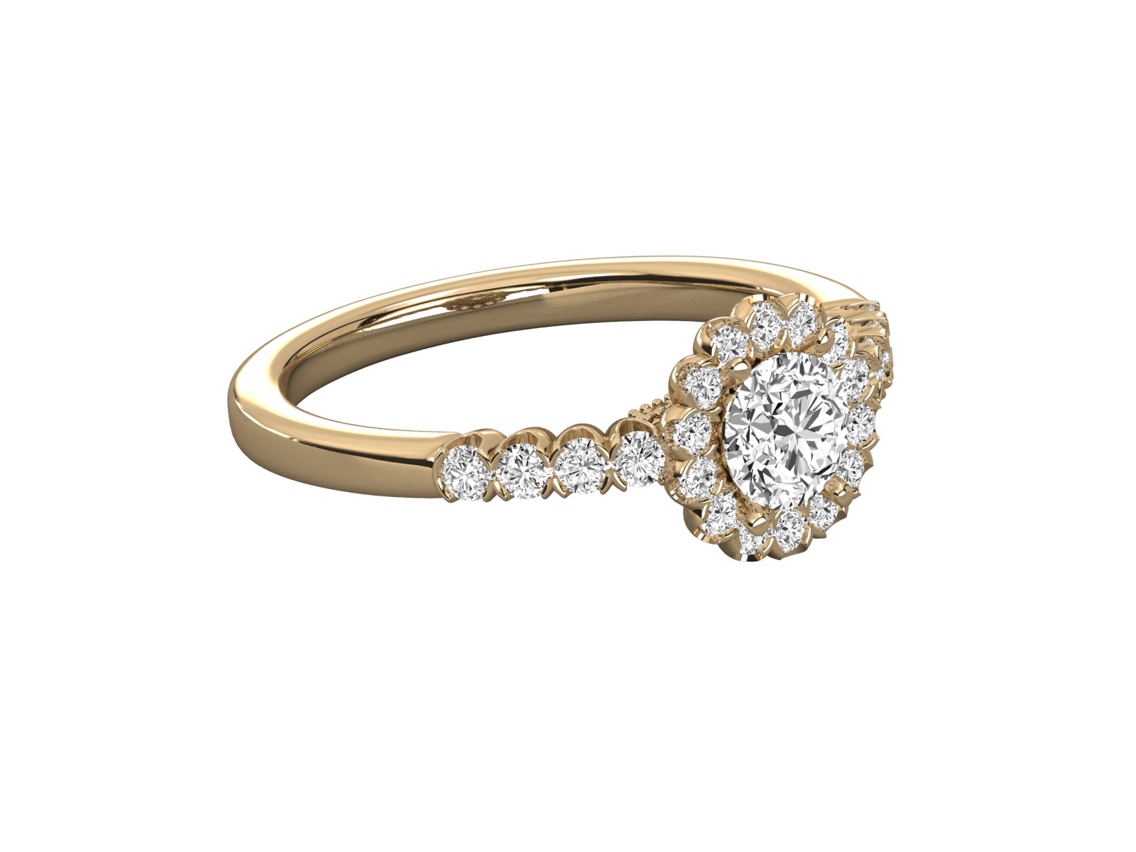 halo solitaire engagement ring  3D print model_7