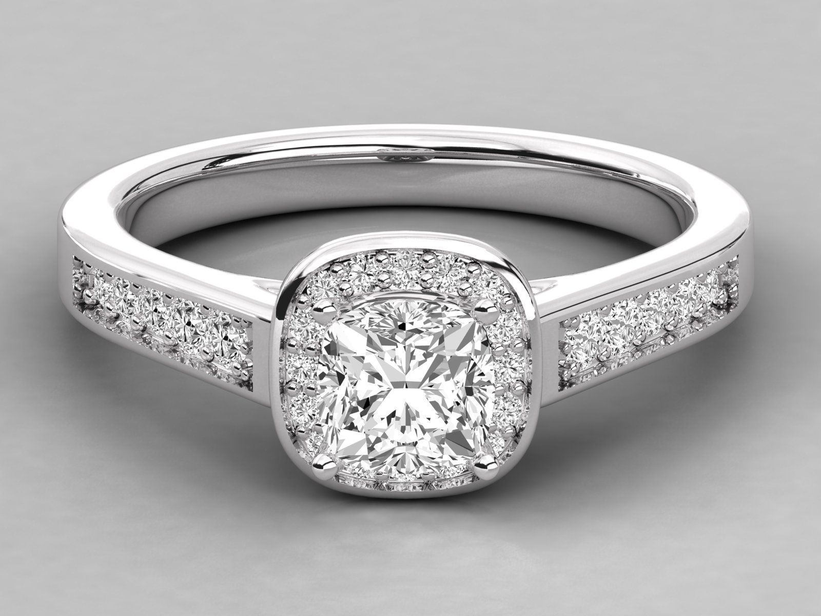 halo solitaire engagement ring  3D print model_6